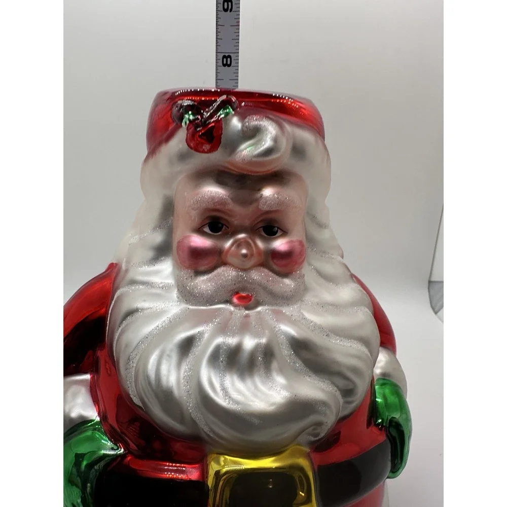 Dept 56 Handblown Mercury Glass Santa‎ Candle Holder Two Sided 7.5
